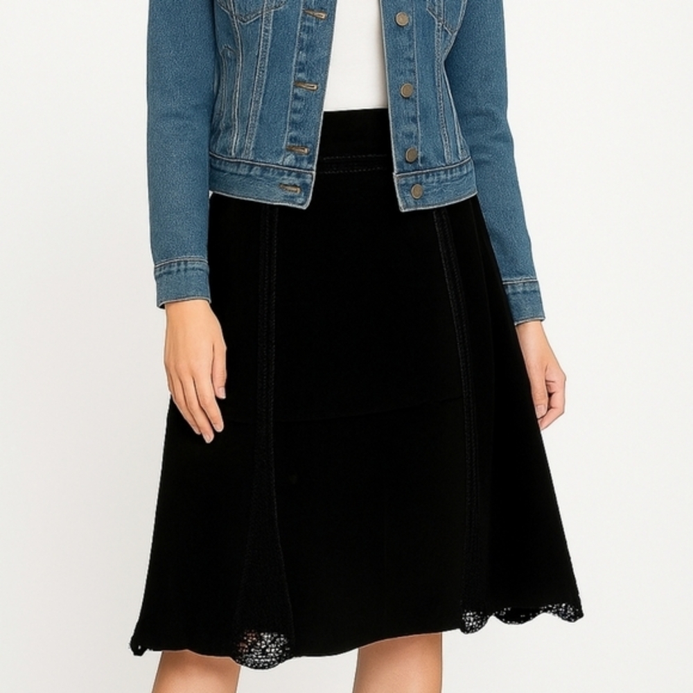 In Suede‎ Women's Black Suede Leather Skirt Size 14 Lace Western Classic Winter